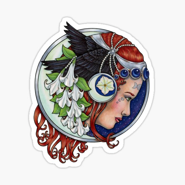 Ulianna the Moon Raven by Bobbie Berendson W Sticker