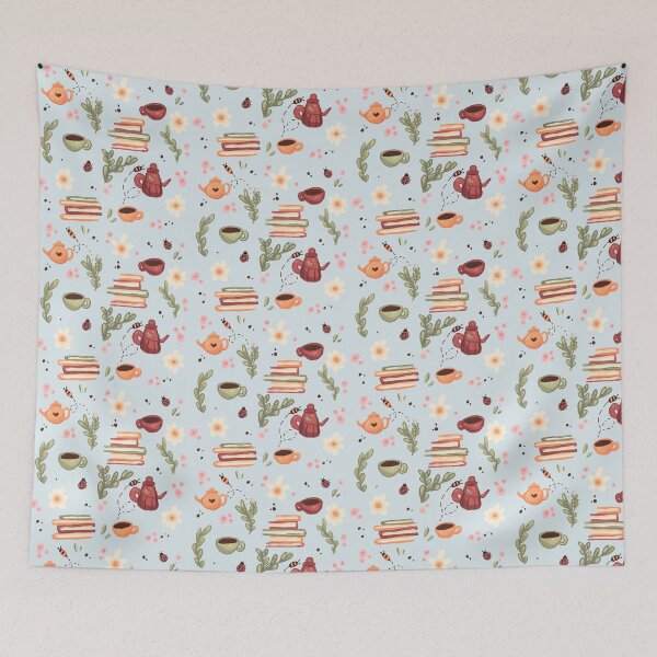 Item preview, aesthetic floral teapot pattern  designed and sold by HibiscusHeron.