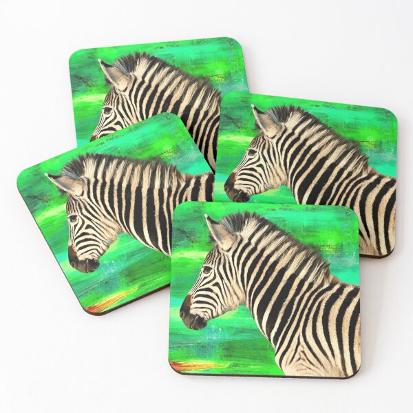 Item preview, Zebra on an Abstract Green Background designed and sold by Alaskandreamer.