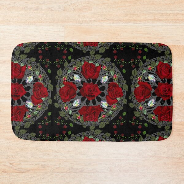 Item preview, Gothic Rose Floral Red Roses Crystals Gothic Window on Black designed and sold by silvaris.