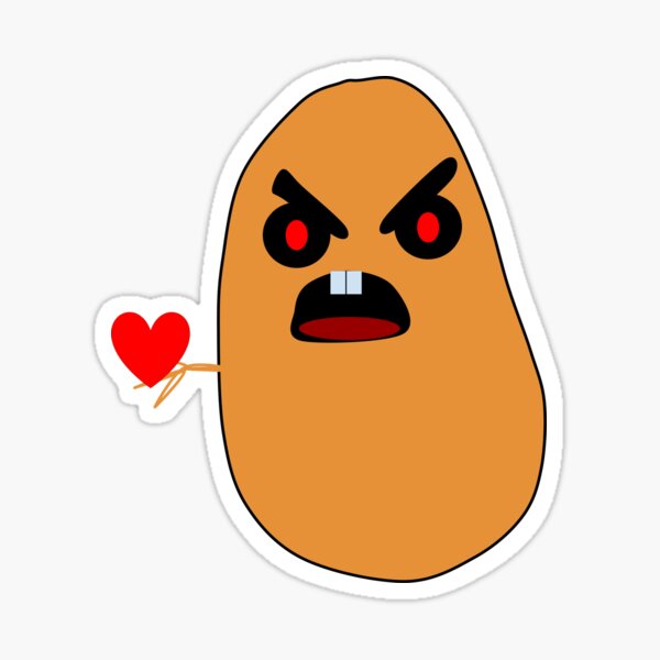 A angry potato Holding his heart. Sticker