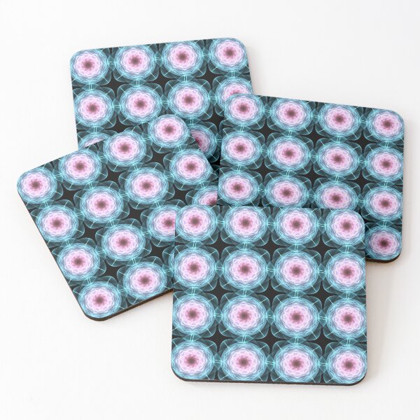 Item preview, Turquoise and Rose Carnation Fractal Grid  designed and sold by BoundedChaos.