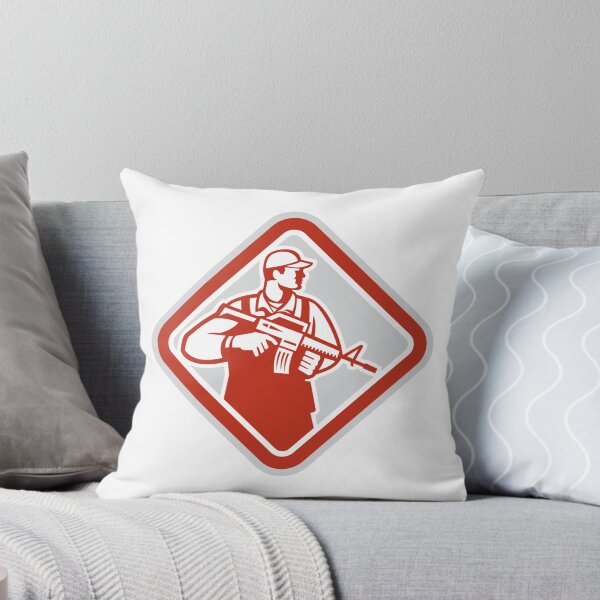 Item preview, Soldier Serviceman Military Assault Rifle Shield Retro designed and sold by patrimonio.