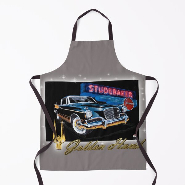 Artikelvorschau, Klassischer Studebaker Golden Hawk mit der alten Leuchtreklame im Hintergrund. entworfen und verkauft von RMautoart42.