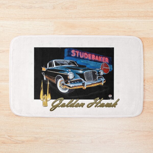 Artikelvorschau, Klassischer Studebaker Golden Hawk mit der alten Leuchtreklame im Hintergrund. entworfen und verkauft von RMautoart42.