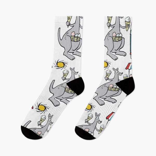 Item preview, Cartoon of happy Aussie kangaroo with icecream cones on hot day  designed and sold by Al Benge.