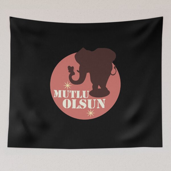 Item preview, Mutlu olsun| Be Happy turkish| elephant butterfly silhouette designed and sold by EmotionArt.