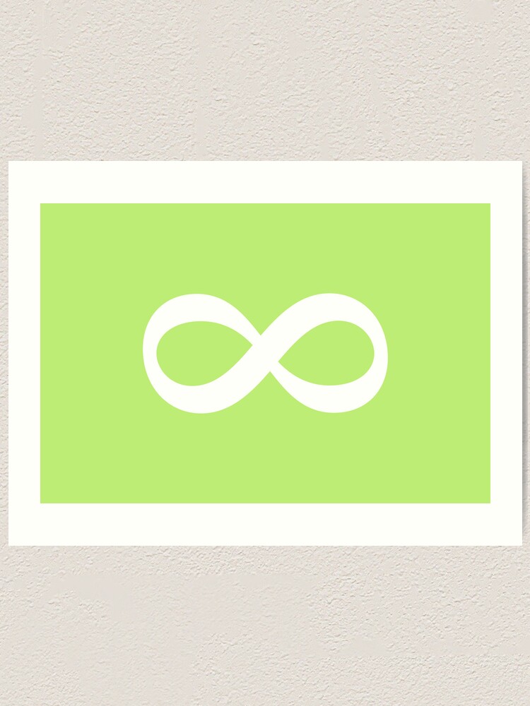 Infinity eternity forever symbol, lime green and white Art Print for Sale  by Mhea