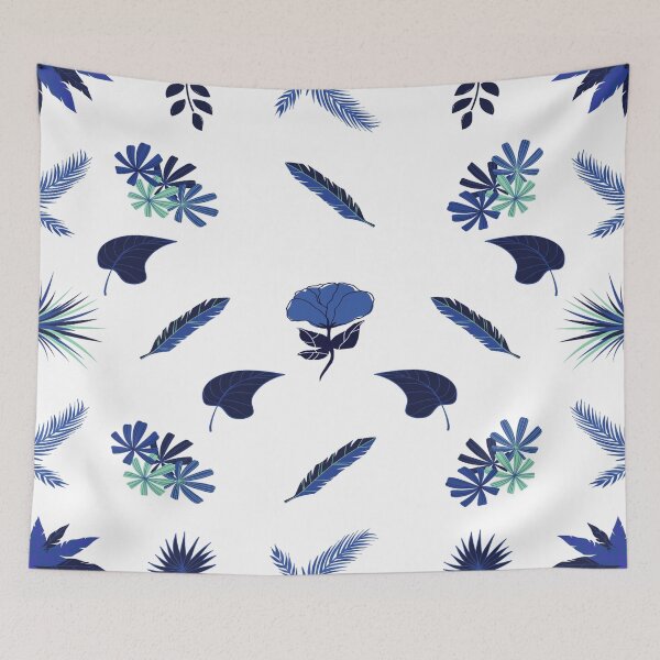 Item preview, Blue Leaves and Flowers Seamless Pattern designed and sold by Randomness97.