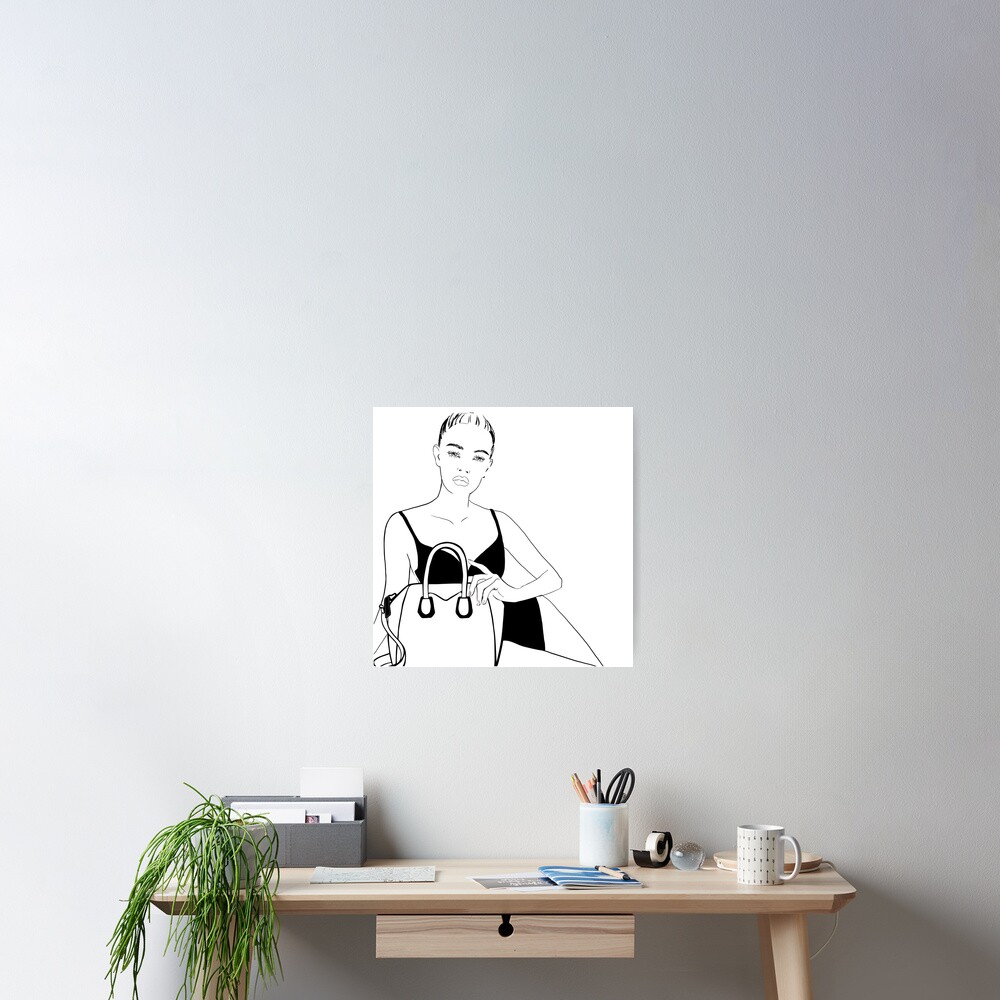 Purse & Girl Line Art Poster