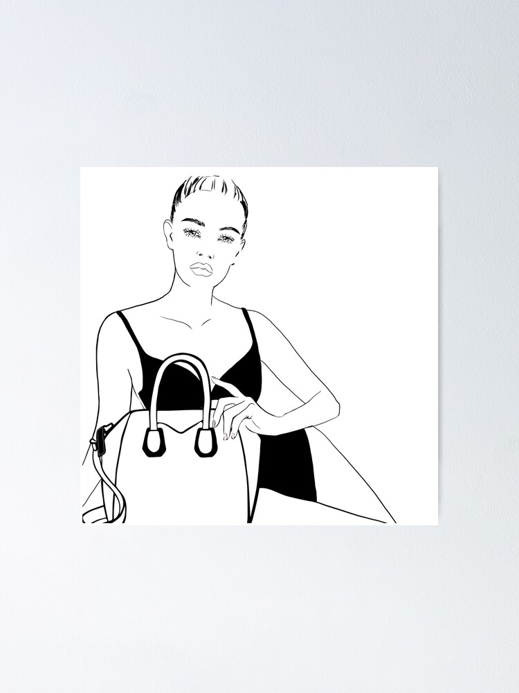 Alternate view of Purse & Girl Line Art Poster
