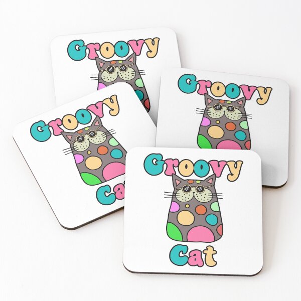 Item preview, Groovy Cat 1970s Retro Vintage Style Polka Dots designed and sold by TheButtonCrew.