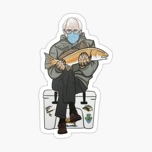 Fishing Bernie red fish fly fishing Sticker