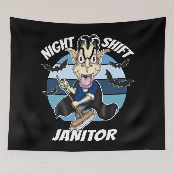 Item preview, Night Shift Janitor Funny Janitorial Cleaning Worker designed and sold by Status71.