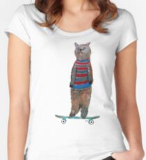 the cat skate Women's Fitted Scoop T-Shirt