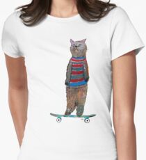 the cat skate Women's Fitted T-Shirt
