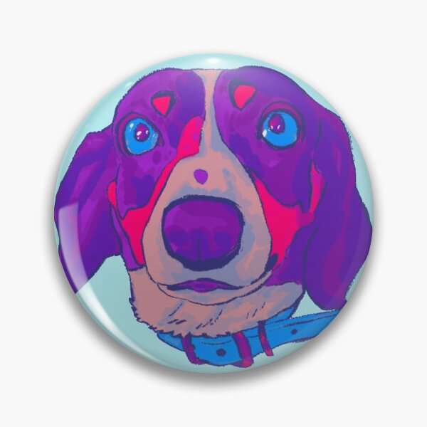 Item preview, Ody the Piebald Dachshund purple pink designed and sold by Grubgroove.