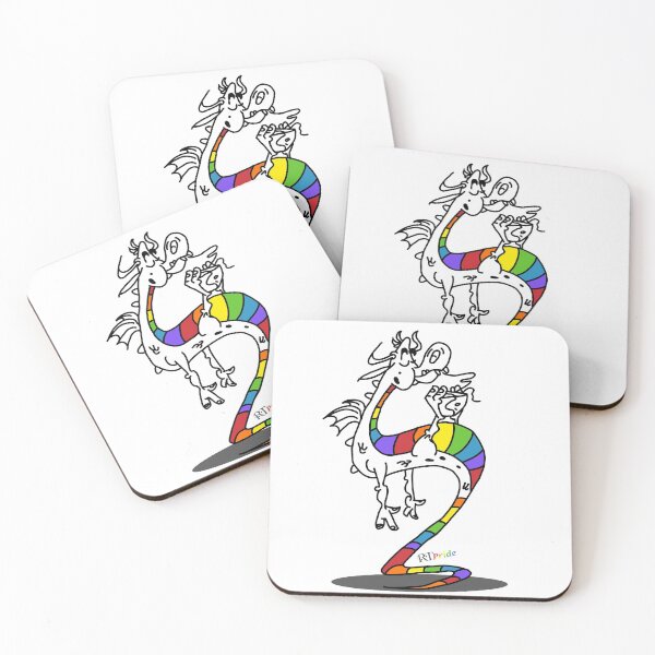 Item preview, Rainbow dragon drinking coffee designed and sold by RikkyTeesPride.