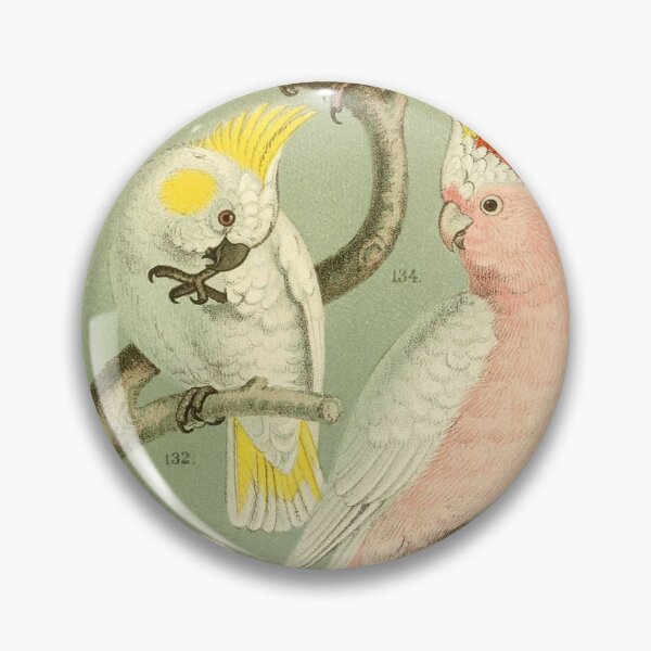 Item preview, Vintage Australian Pink Yellow and Red Birds, Parrots, Joyful Expression designed and sold by joyousEarth.
