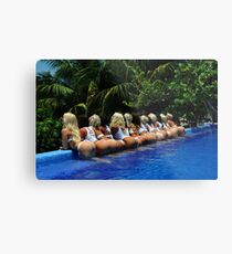 Blonde models only posing for White Tank Project - back view Metal Print