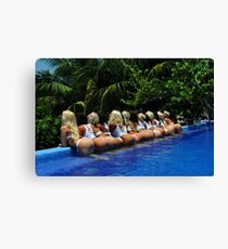 Blonde models only posing for White Tank Project - back view Canvas Print