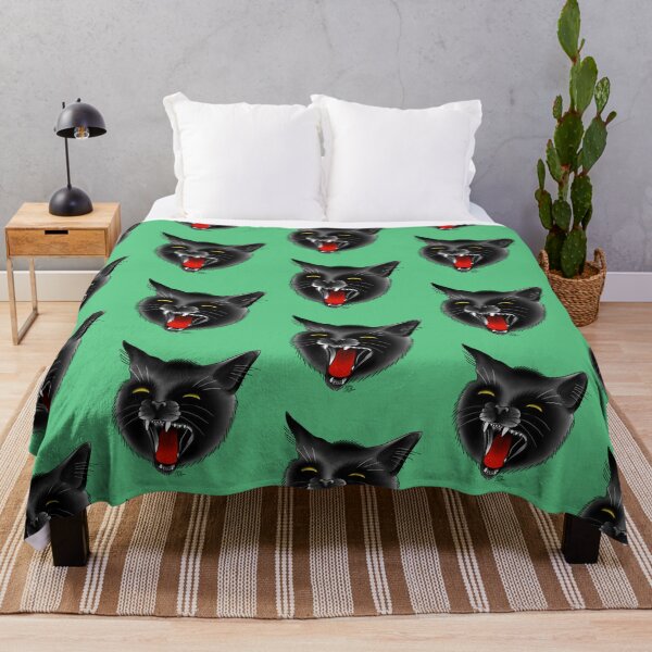 Item preview, American Traditional Black Cat Yawning designed and sold by Jilly Rose Ink.