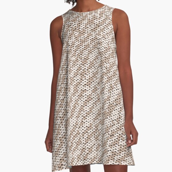 Modern Peach Brown Popular Trendy Abstract Pattern A-Line Dress
