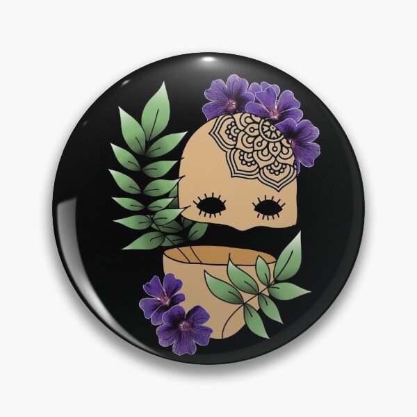 Item preview, Plant Lover, Creepy Face with Plant Leaf & Purple Flowers - Repeat Print designed and sold by 10pmCreations.