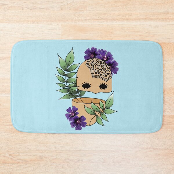 Item preview, Plant Lover, Creepy Face with Plant Leaf & Purple Flowers - Repeat Print designed and sold by 10pmCreations.