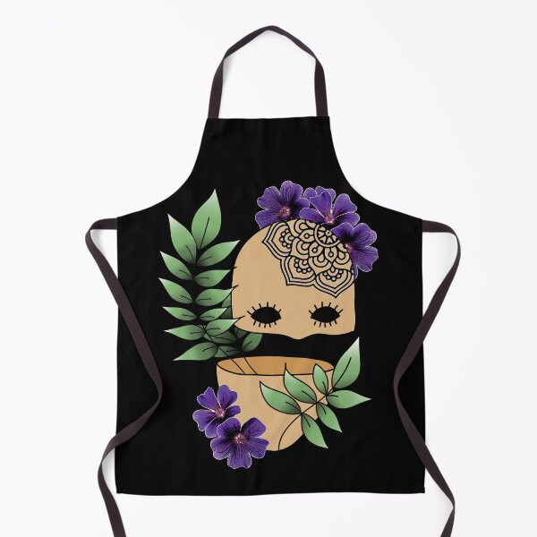 Item preview, Plant Lover, Creepy Face with Plant Leaf & Purple Flowers - Repeat Print designed and sold by 10pmCreations.