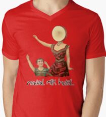 Neutrales Milchhotel T-Shirt mit V-Ausschnitt für Männer