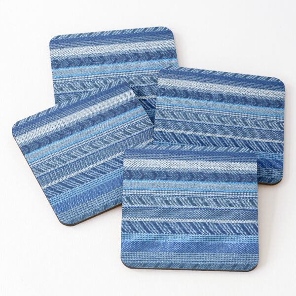 Item preview, Textured Striped Fabric in Vivid Blues - Trompe L'oeil designed and sold by AlteredAtelier.