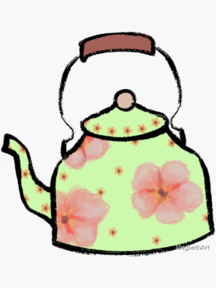 "flower tea kettle" Sticker for Sale by MegbethArt Redbubble