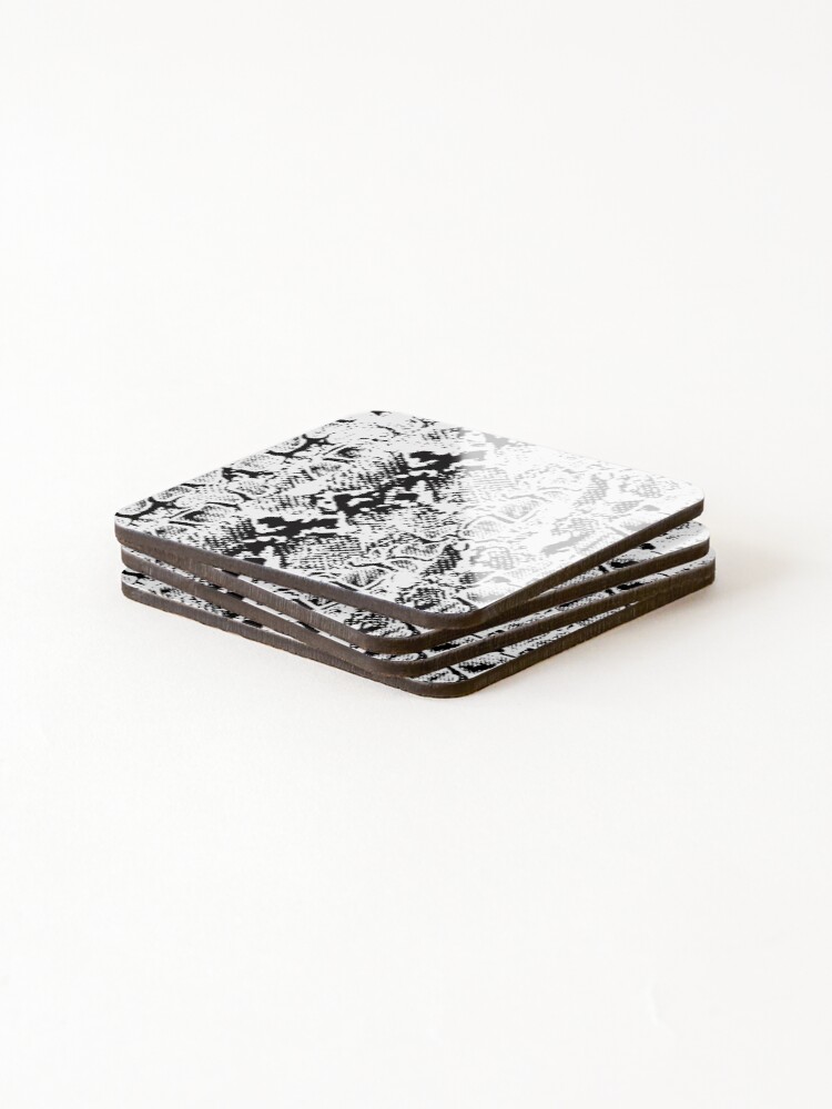 Thumbnail 4 of 5, Coasters (Set of 4), White Python Skin Design designed and sold by DesignFantazia.
