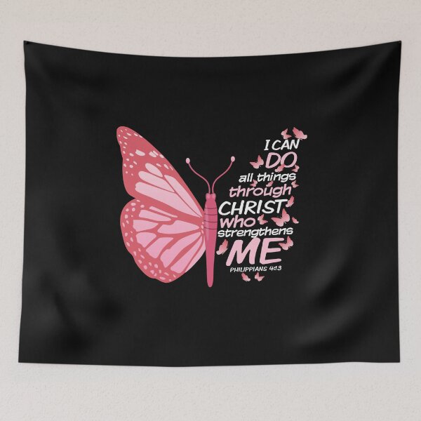 Item preview, Philippians 4:13 Pink Butterfly Bible Verse For Woman I Can Do All Things Trough Christ Who Strengthens Me Jesus Lover Gifts designed and sold by alenaz.