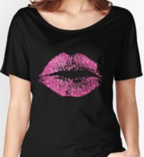 Stilvolle rosa Glitter Lippen Baggyfit T-Shirt