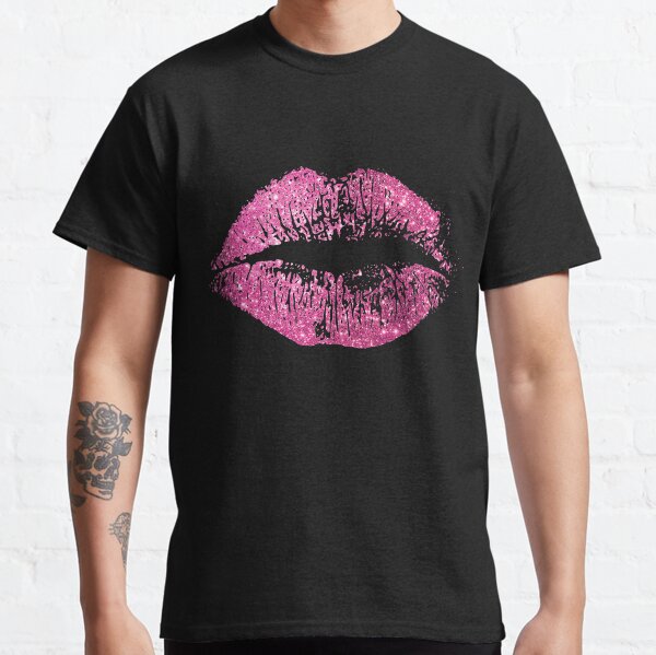 Stylish Pink Glitter Lips Classic T-Shirt
