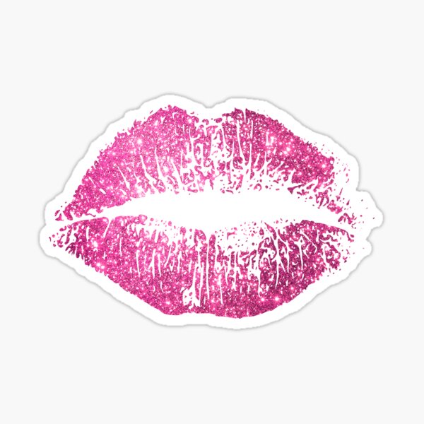 Stylish Pink Glitter Lips Sticker