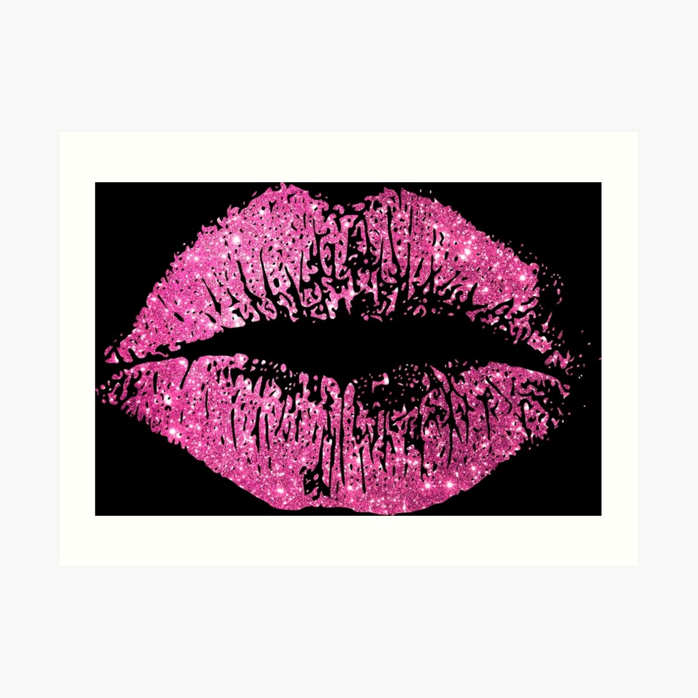 "Stylish Pink Glitter Lips" Art Print by enhan Redbubble