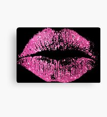 Stylish Pink Glitter Lips Canvas Print