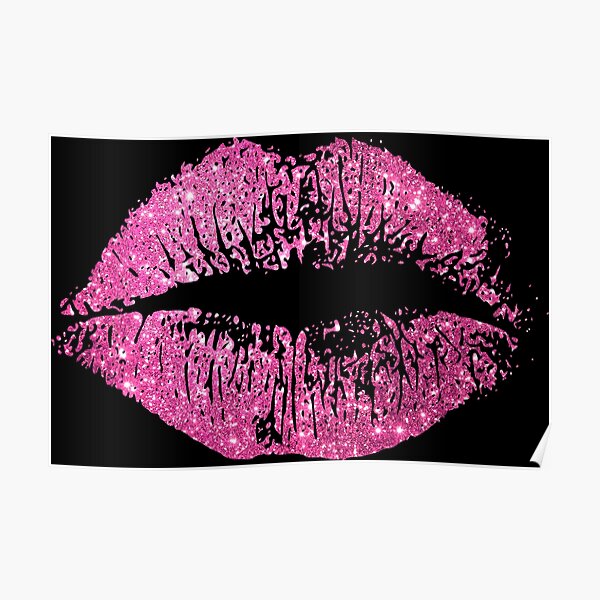 Stylish Pink Glitter Lips Poster