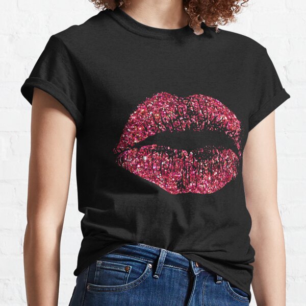 Stylish Red Glitter Lips Classic T-Shirt