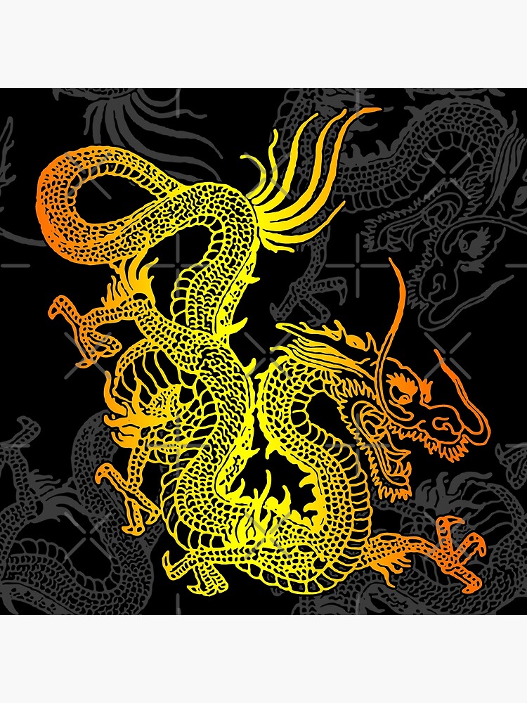 Golden Chinese Dragon Pattern Poster By Eddiebalevo Redbubble 