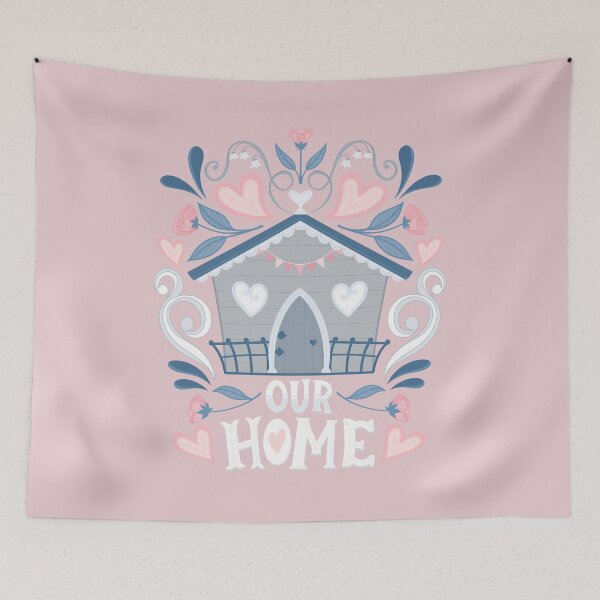 Item preview, Our Home Heart Cottage Folk Art Illustration designed and sold by Kit Cronk.
