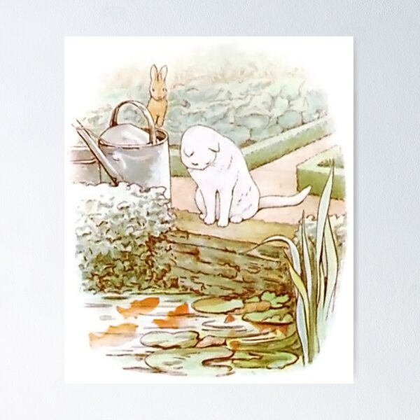 The Tale of Peter Rabbit White Cat watching Goldfish, Beatrix Potter  (1902) Poster for Sale by AntiqueArtities