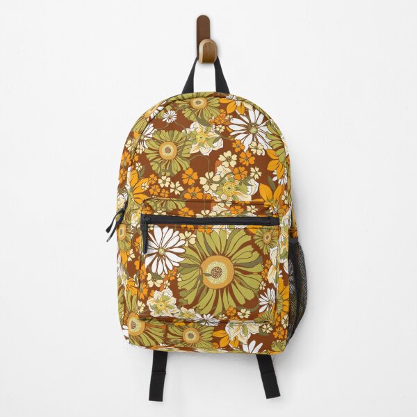 Item preview, 70s Retro Vintage Flower Power pattern boho, orange, brown, designed and sold by chrissyink.