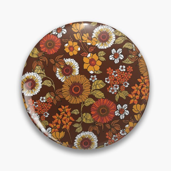 Item preview, 70s vintage boho flowers, orange, browns, hippie, flower power designed and sold by chrissyink.