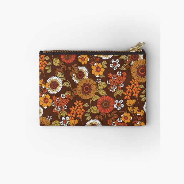 Item preview, 70s vintage boho flowers, orange, browns, hippie, flower power designed and sold by chrissyink.