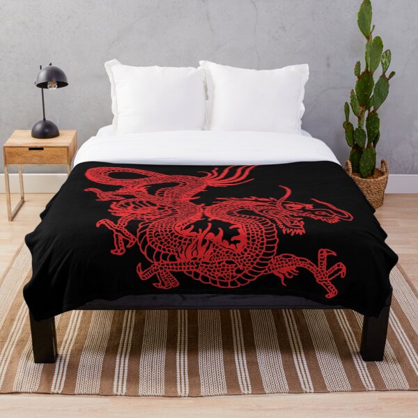Red Chinese Dragon Throw Blanket
