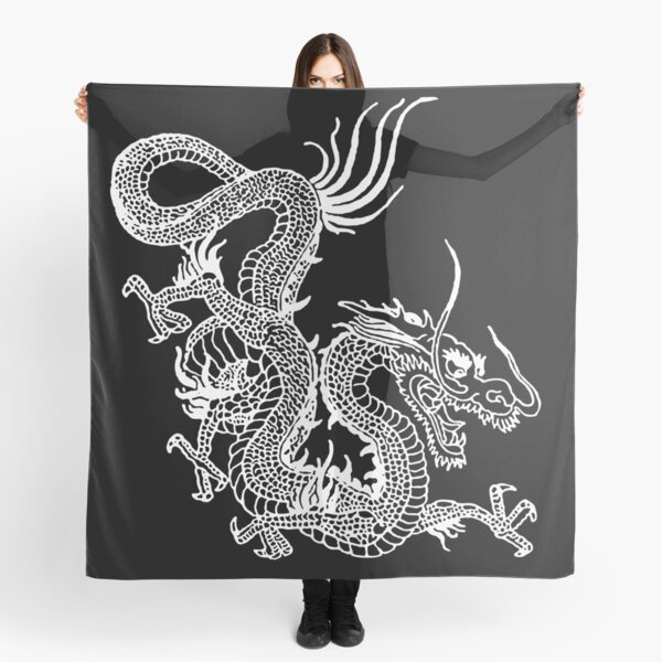 Chinese White Dragon Scarf
